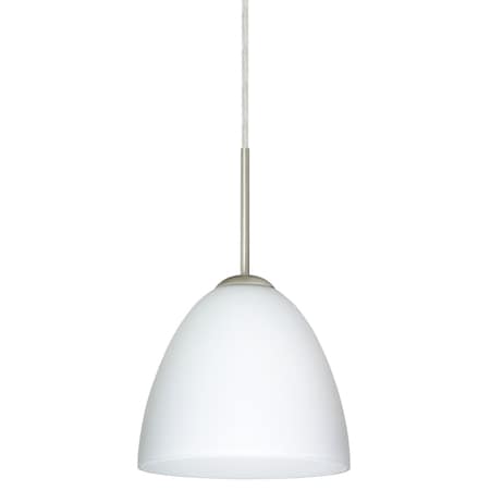Besa Lighting Vila Cord Pendant, Opal Matte, Satin Nickel Finish, 1x60W Incandescent 1JT-447007-SN